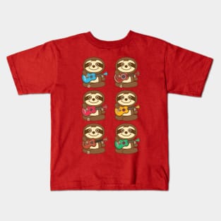 Sloth Ukulele Kids T-Shirt